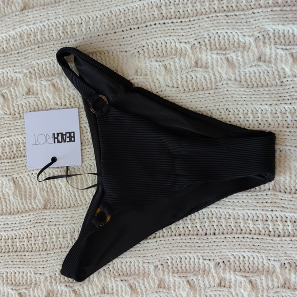 BNWT Beach Riot Island Bikini Bottoms Black Ribbed - Picture 4 of 9
